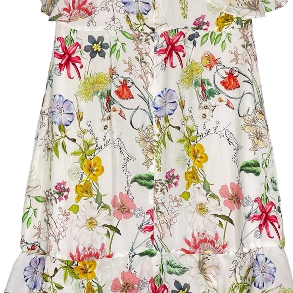 Parker Dress Womens 4 Floral Maxi Fillipa Silk Ruffle Wedding Guest Event Gown - Picture 8 of 11